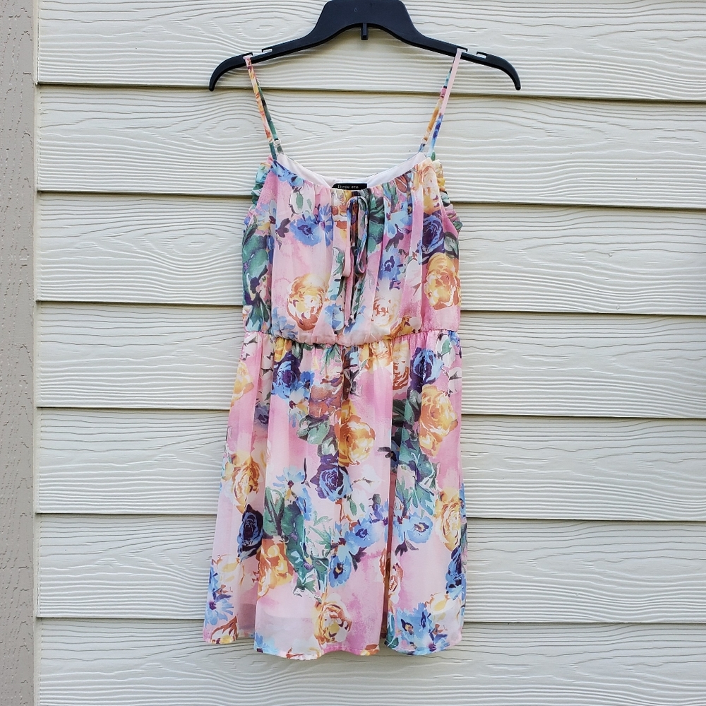 Pink Floral Spaghetti Strap Sundress